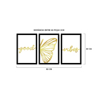 Quadro De Parede Decoração Animal Borboleta Good Vibes Dourad