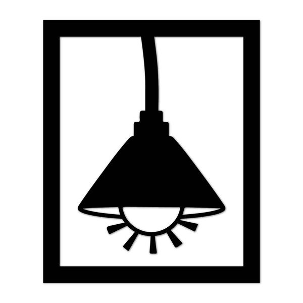 Quadro De Parede Decoração Luminária Abajur Mdf 6mm Preto 50x