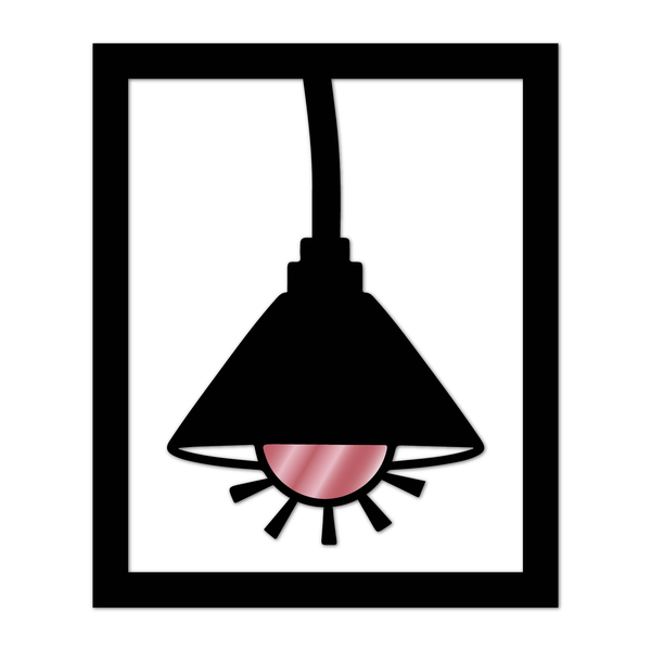 Quadro De Parede Decoração Luminária Abajur Mdf 6mm Rose 60x5