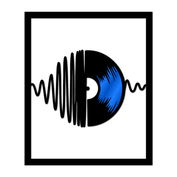 Quadro De Parede Decoração Musica Disco De Vinil  Azul 60x50cm