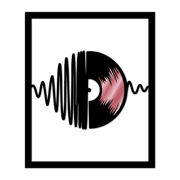 Quadro De Parede Decoração Musica Disco De Vinil Rose 60x50cm