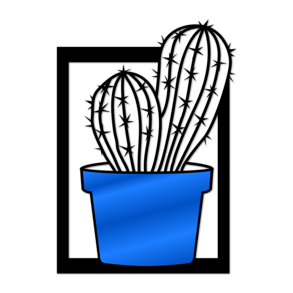 Quadro De Parede Decoração Natureza Cacto Mdf 6mm Azul 30x21cm