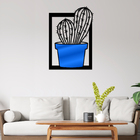 Quadro De Parede Decoração Natureza Cacto Mdf 6mm Azul 30x21cm