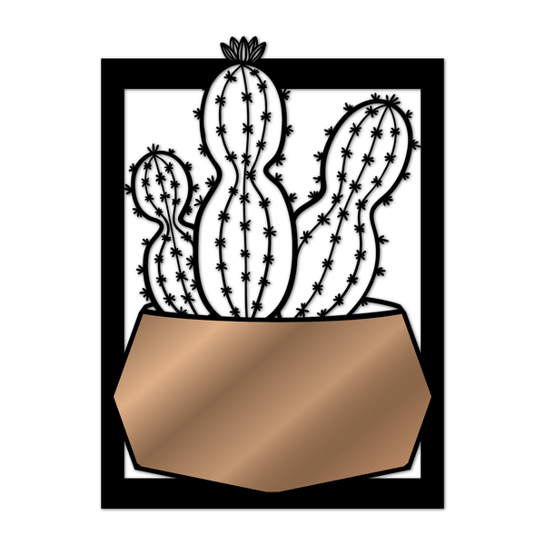 Quadro De Parede Decoração Natureza Cacto Mdf 6mm Bronze 30x2