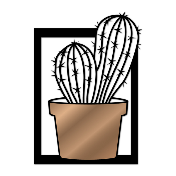 Quadro De Parede Decoração Natureza Cacto Mdf 6mm Bronze 50x3