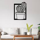 Quadro De Parede Decoração Natureza Cacto Mdf 6mm Preto 30x21