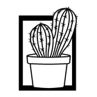 Quadro De Parede Decoração Natureza Cacto Mdf 6mm Preto 40x28