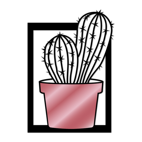 Quadro De Parede Decoração Natureza Cacto Mdf 6mm Rose 50x35cm