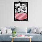 Quadro De Parede Decoração Natureza Cacto Mdf 6mm Rose 50x36cm