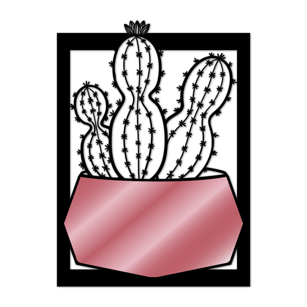 Quadro De Parede Decoração Natureza Cacto Mdf 6mm Rose 60x43cm