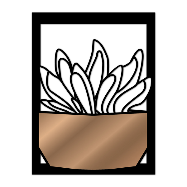 Quadro De Parede Decoração Natureza Suculentas Bronze 50x38cm