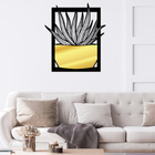 Quadro De Parede Decoração Natureza Suculentas Dourado 30x26cm