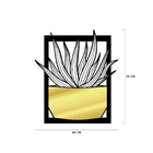 Quadro De Parede Decoração Natureza Suculentas Dourado 50x44cm