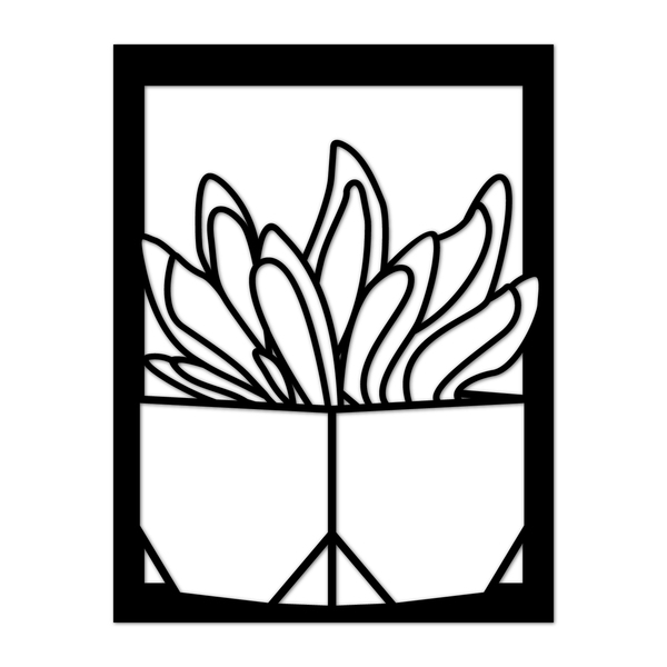 Quadro De Parede Decoração Natureza Suculentas Preto 40x30cm