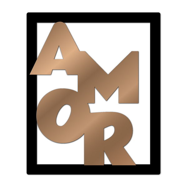 Quadro De Parede Decorativo Amor Letras Mdf 6mm Bronze 60x50cm