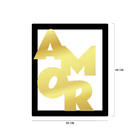Quadro De Parede Decorativo Amor Letras Mdf 6mm Dourado 60x50
