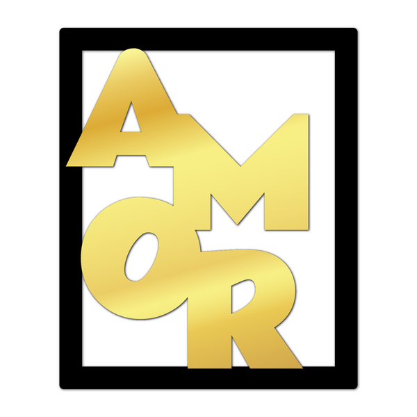 Quadro De Parede Decorativo Amor Letras Mdf 6mm Dourado 60x50