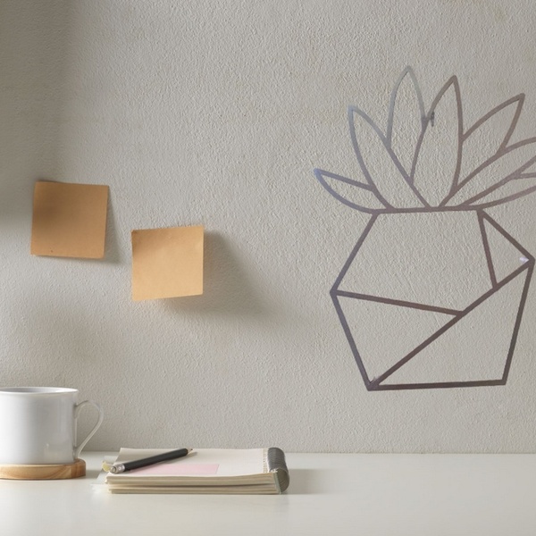 Quadro De Parede Origami Geométrico Vaso De Planta 1 Em Aço -