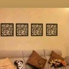 Quadro De Parede Rosas 4 Peças Em Mdf - Preto