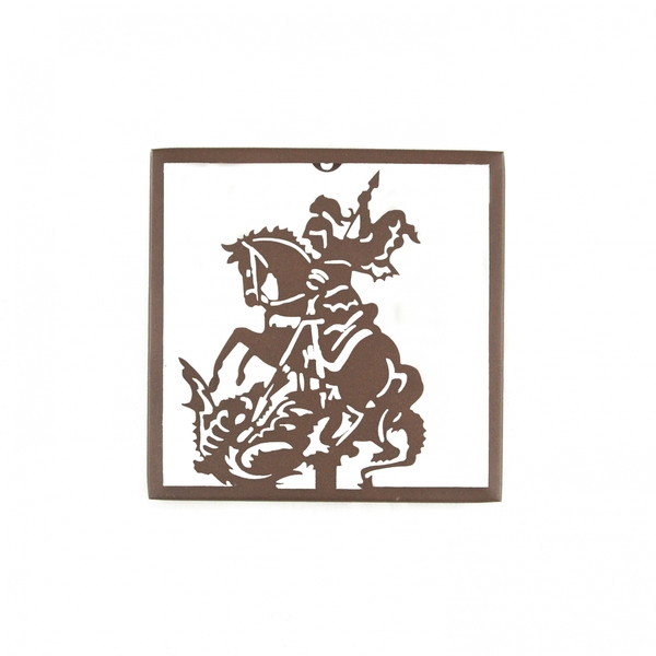 Quadro De Parede São Jorge - Marrom - 20 Cm