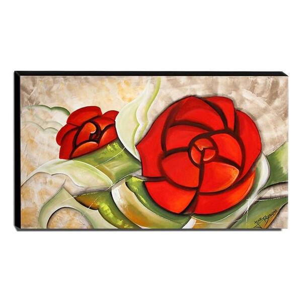 Quadro De Pintura Rosa Estilizada 70x120cm-1324