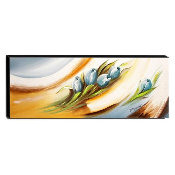 Quadro De Pintura Tulipas Azuis 40x105cm-1440