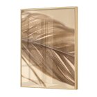 Quadro De Vidro Decorativo Para Quarto Bege Pena Minimalista