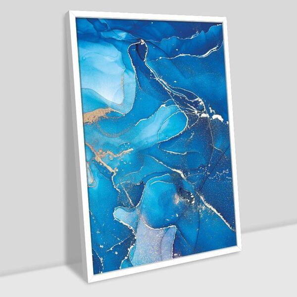 Quadro Decor Abstrato Az Com Dourado 09 60x90x2,8 Luven Bra