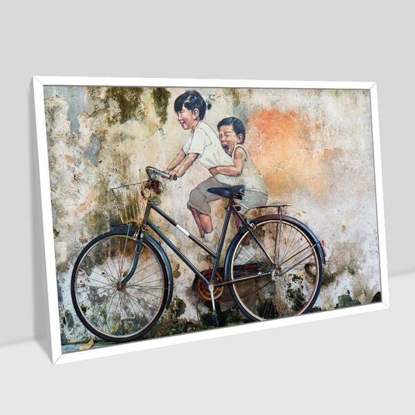 Quadro Decor Aquarela Crianças Na Bic 08 90x60x2,8 Luven Bra