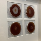 Quadro Decor Minimalista Quarteto Em Pedras Ágata Vermelho