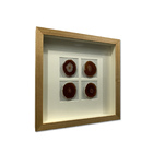 Quadro Decor Minimalista Quarteto Em Pedras Ágata Vermelho