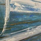 Quadro Decor Névoa Branca E Azul Abstrata