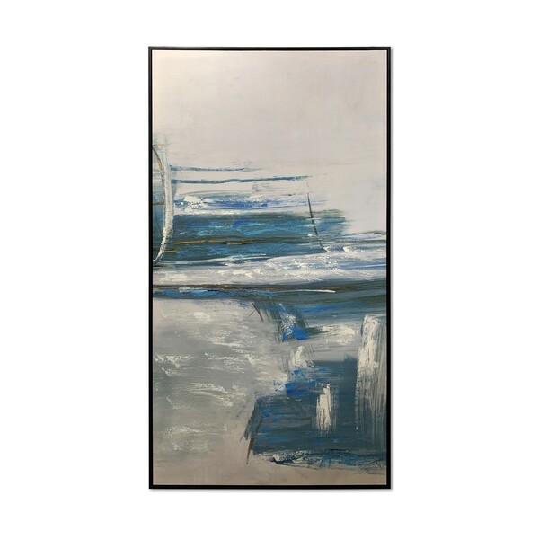 Quadro Decor Névoa Branca E Azul Abstrata