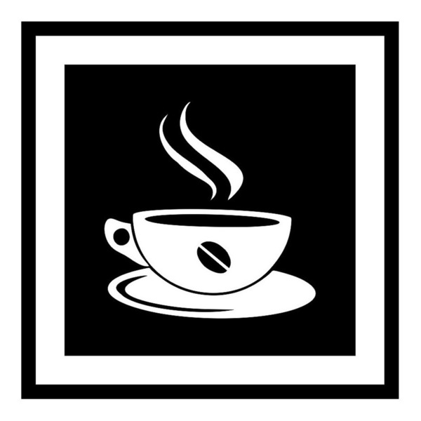 Quadro Decoração Alto Relevo Xícara Café Em Mdf Preto 20x20