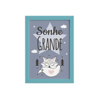 Quadro Decoração Escandinava Raposinha Moldura Azul 22x32cm