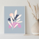 Quadro Decoração Moderna Boho - Cinza 24x18cm Moldura Branca