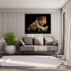 Quadro Decorativo 100x70 Cm Leão 012 Com Moldura Laqueada Pre