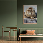 Quadro Decorativo 135x135 Cm Leão 018 Com Moldura Laqueada Pr