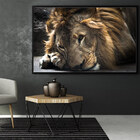 Quadro Decorativo 135x80 Cm Leão 032 Com Moldura Laqueada Pre