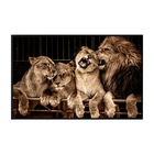 Quadro Decorativo 135x80 Cm Leão 051 Com Moldura Laqueada Pre