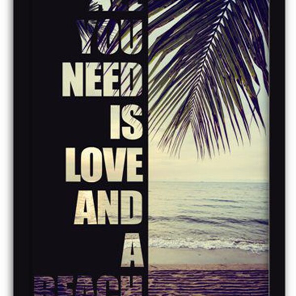 Quadro Decorativo 1 Peça 40x60 Praia - Moldura Preta