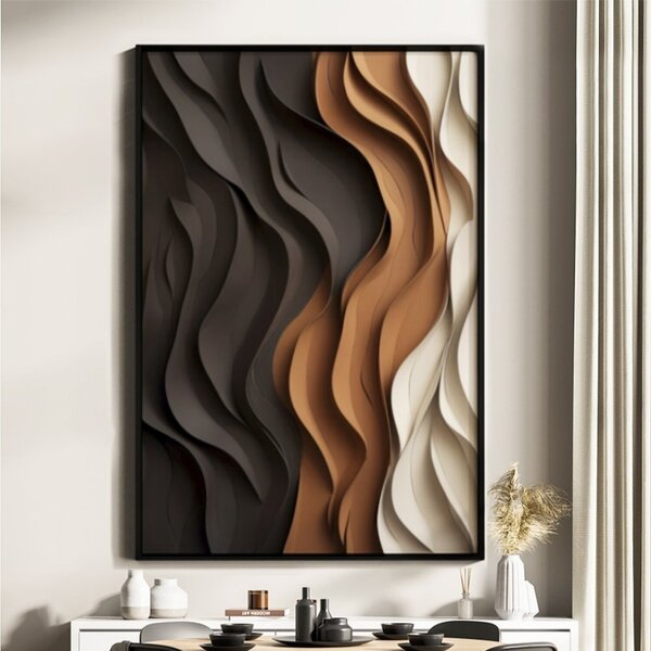 Quadro Decorativo 1 Tela Abstrato Ondas Diversos Tamanhos Nat