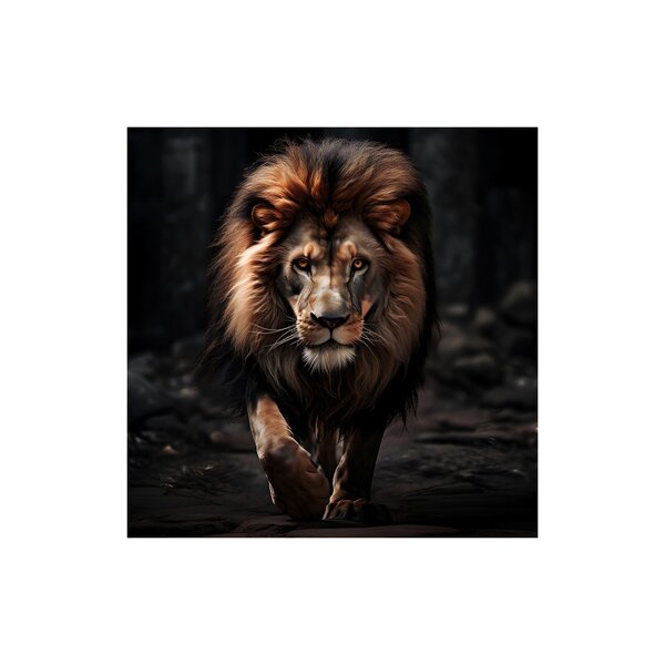 Quadro Decorativo 1 Tela Animais Leão Empoderado Caminhando S