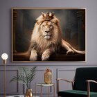 Quadro Decorativo 1 Tela Animais Leão Rei Em Trono Diversos T