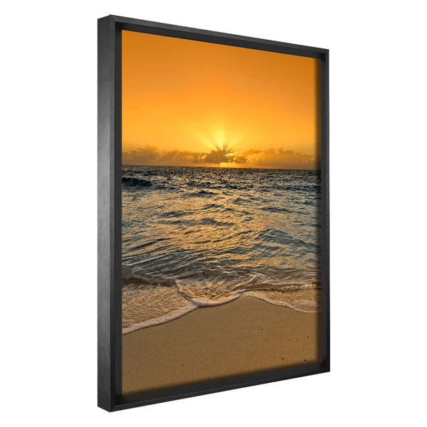 Quadro Decorativo 1 Tela Por Do Sol Praia  60x40 Preta