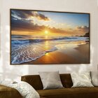 Quadro Decorativo 1 Tela Praia E Pôr Do Sol Diversos Tamanhos
