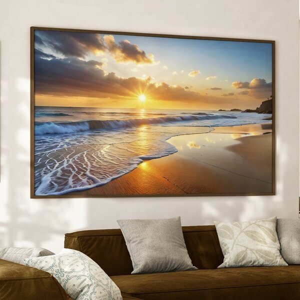 Quadro Decorativo 1 Tela Praia E Pôr Do Sol Diversos Tamanhos