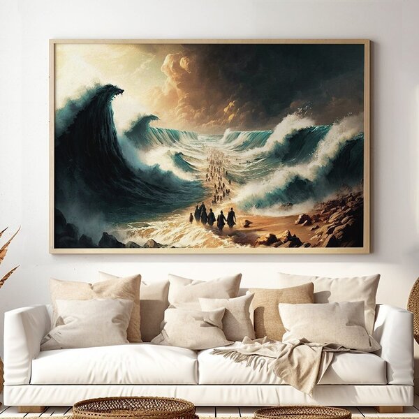 Quadro Decorativo 1 Tela Religiosos Moisés Abrindo Mar Vermel