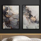 Quadro Decorativo 2 Telas Abstrato E Dourado Diversos Tamanho