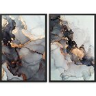 Quadro Decorativo 2 Telas Abstrato E Dourado Diversos Tamanho